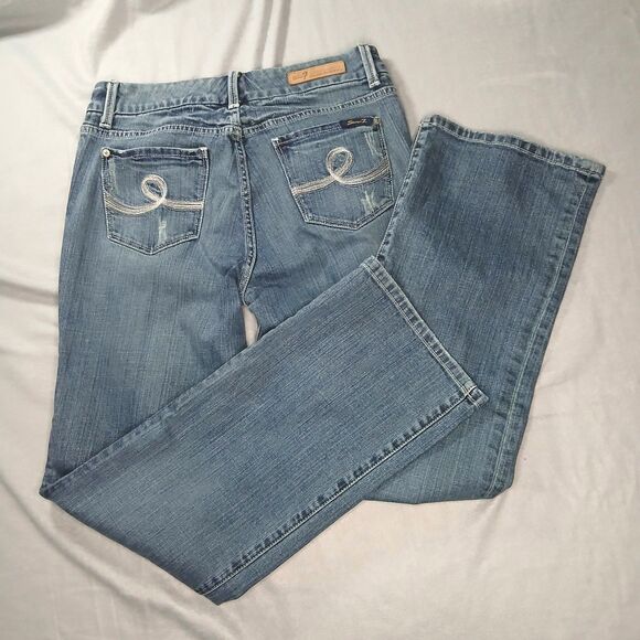 Seven7 Premium Bootcut Jeans Med Wash Classic Stretch Ctton Blnd Womens size: 10 - Picture 3 of 8